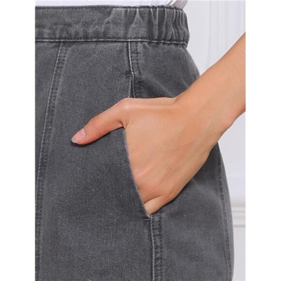 Women's Denim Skirts A-Line Short Grey - Picture 5 of 6